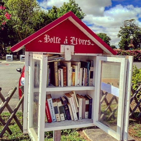 Photo d'une boîte à livre située en Vendée dans le village de Le Fenouiller pour le blog littéraire Mangeurdelivres