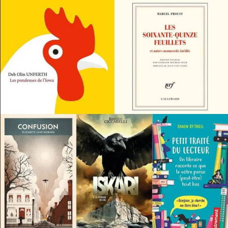 Couverture des 5 livres sélectionnés parmi les parutions de la semaine pour le blog littéraire mangeurdelivres