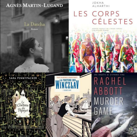 Couvertures des 5 livres retenus parmi les sorties de la semaine pour le blog littéraire mangeurdelivres
