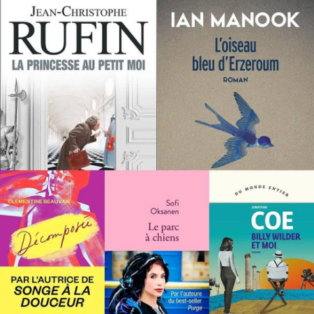 Photo des 5 couvertures de livres sélectionnés parmi les sorties de la semaine par l'équipe du blog littéraire mangeurdelivres