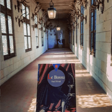 Photographie du livre dans unegrande salle du château de Chambord