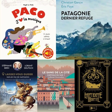 Photographie des 5 livres retenus parmi les sorties de la semaine pour le blog littéraire mangeurdelivres