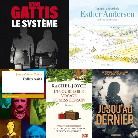 Couvertures des 5 livres retenus parmi les sorties de la semaine