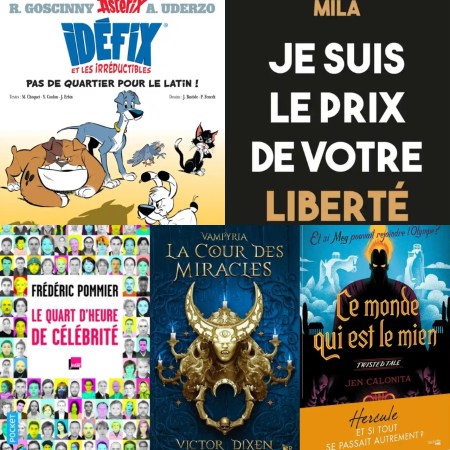 Couvertures des 5 livres retenus parmi les livres à paraitre cette semaine