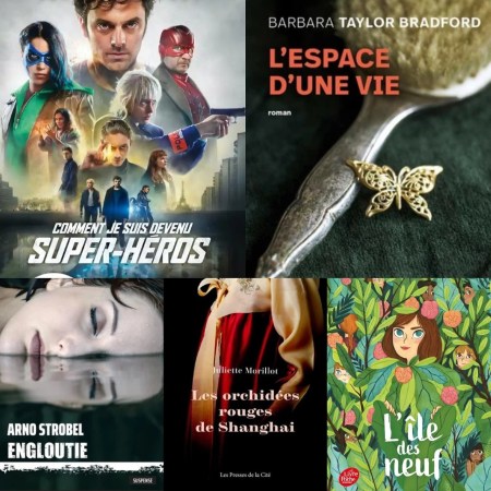 Couvertures des 5 livres sélectionnés parmi les sorties de la semaine